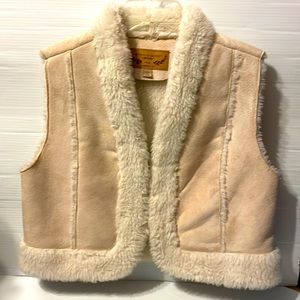 Marcel's Renee Girls Sherpa Faux Suede Leather Vest size Youth Large Tan /cream